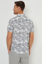 Threadbare Brown/White Tropical Print Revere Collar Short Sleeve 100% Cotton Shirt - Image 2 of 4