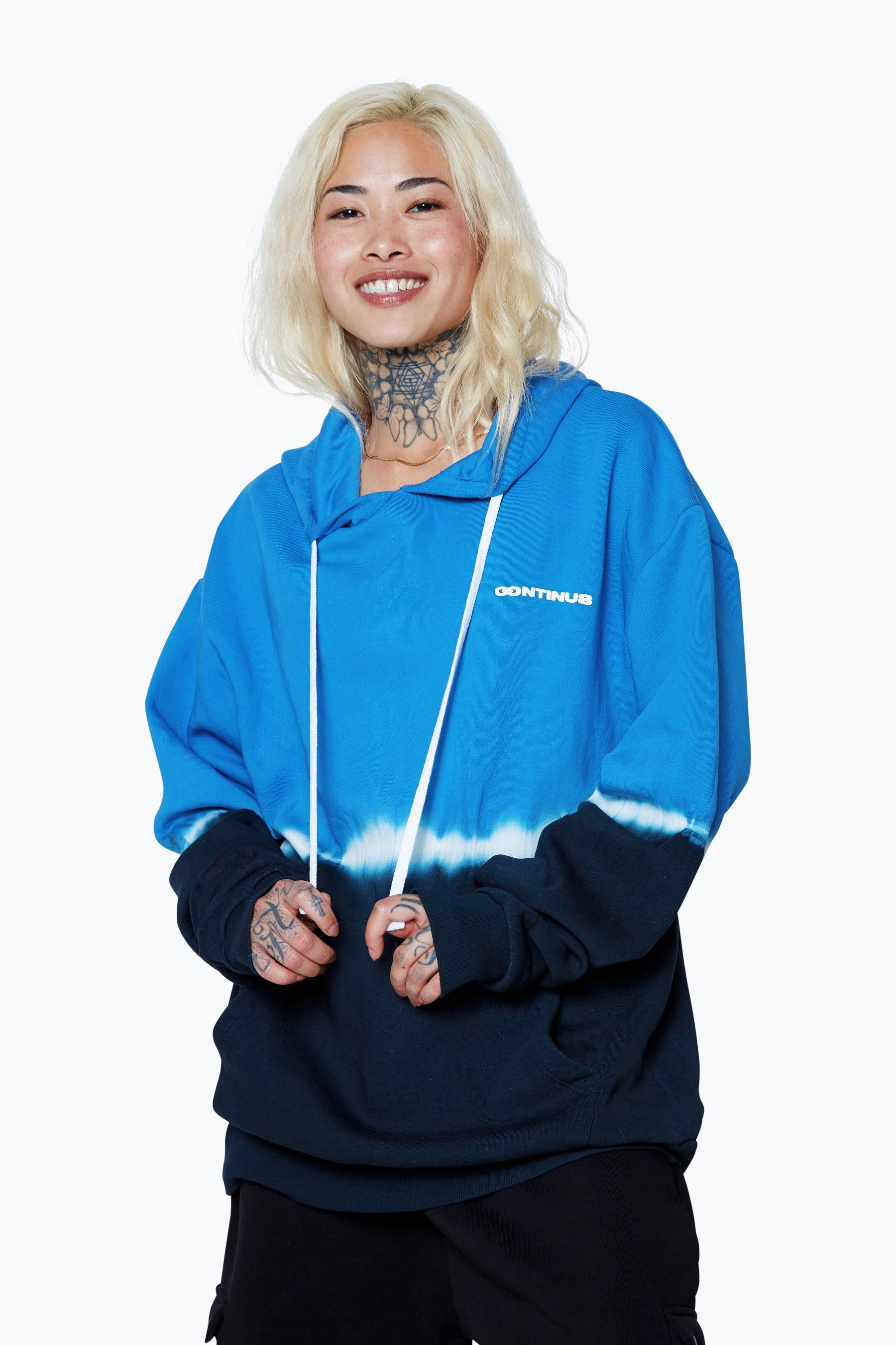 Buy Hype. Blue CONTINU8 Unisex Tie Dye Boxy Hoodie from Next Oman