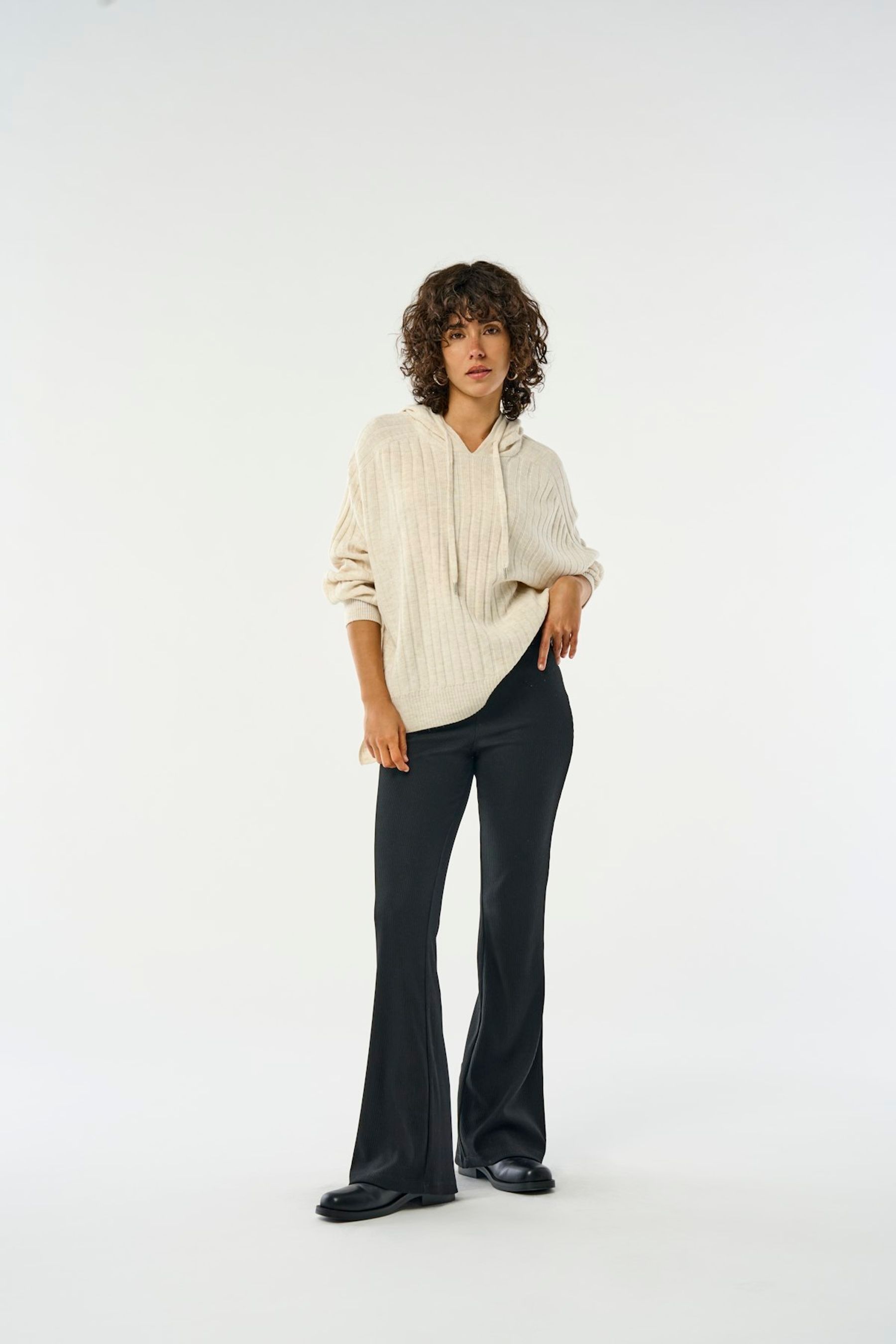 Black ribbed trousers shop