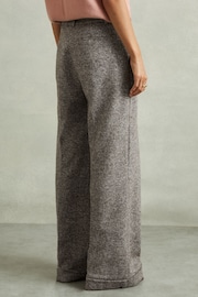 Reiss Grey Belle Petite Textured Wool Blend Wide Leg Suit Trousers - Image 5 of 7