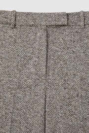 Reiss Grey Belle Petite Textured Wool Blend Wide Leg Suit Trousers - Image 6 of 7