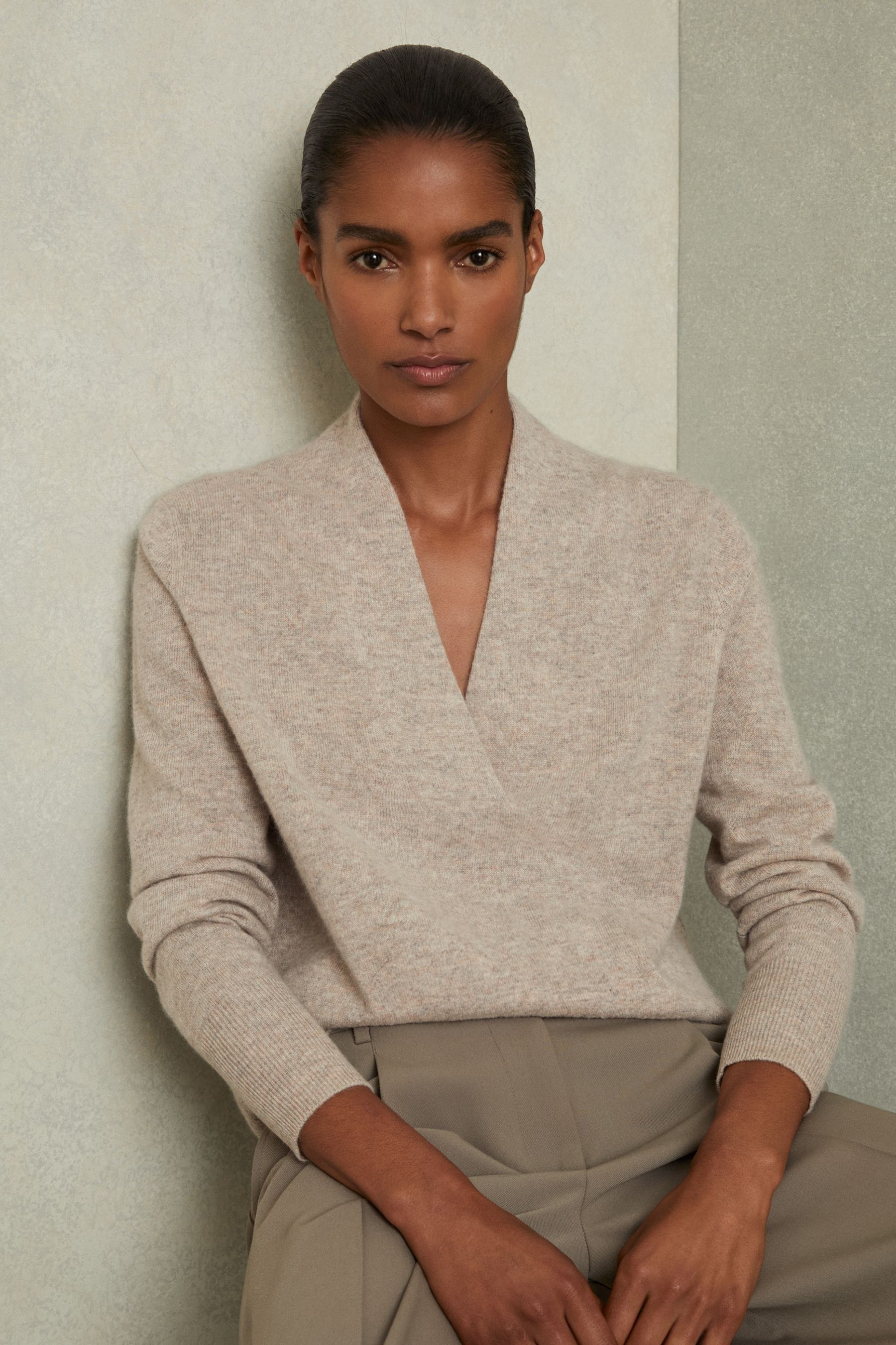 Buy Reiss Oatmeal Mia 100 Cashmere V Neck Jumper from Next Qatar