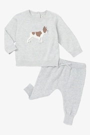 Hatley Little Bull Dog Grey Raglan Pull Over Sweatershirt and Joggers Set - Image 1 of 2