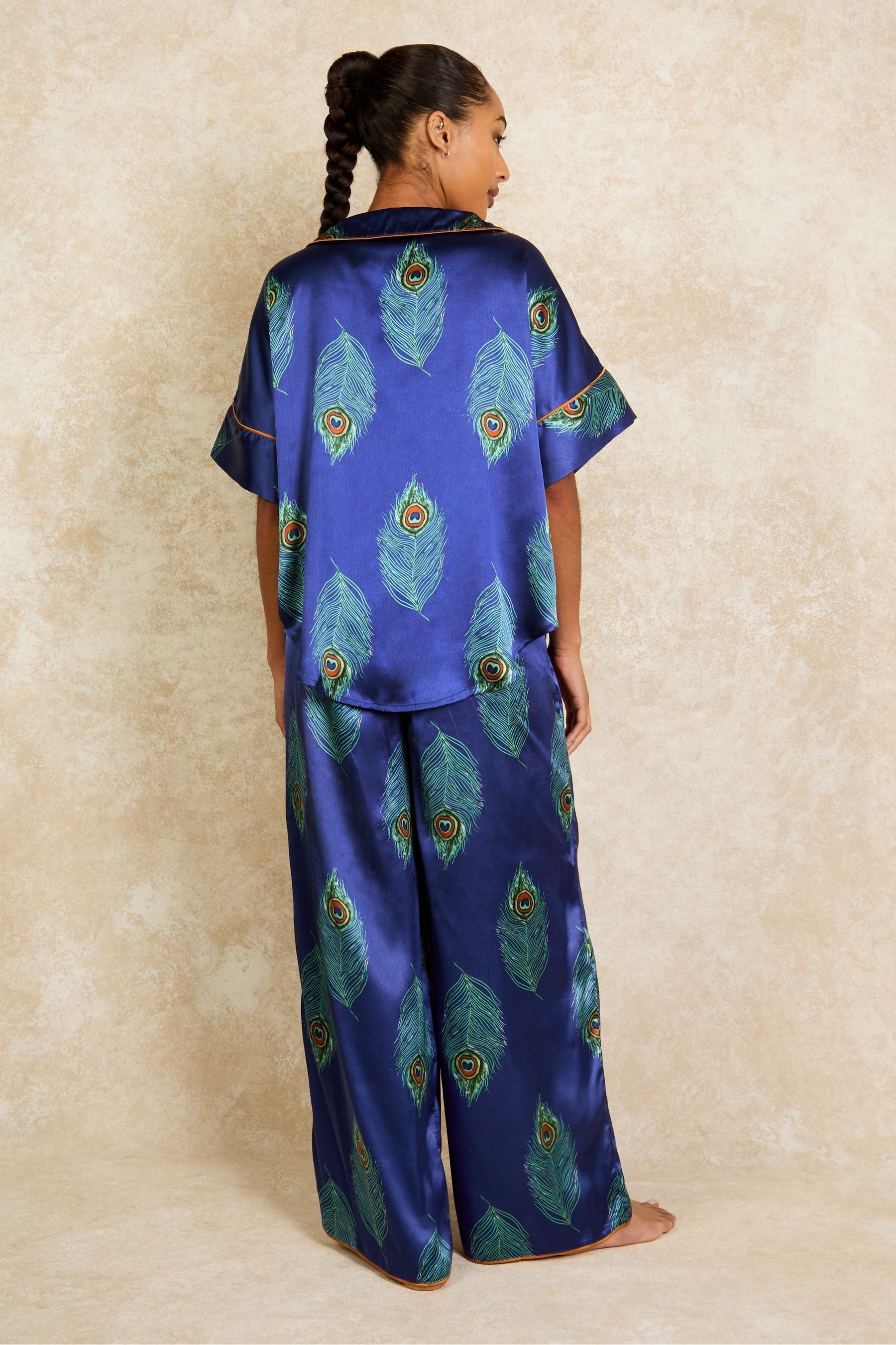 Satin pyjamas with feathers on sale