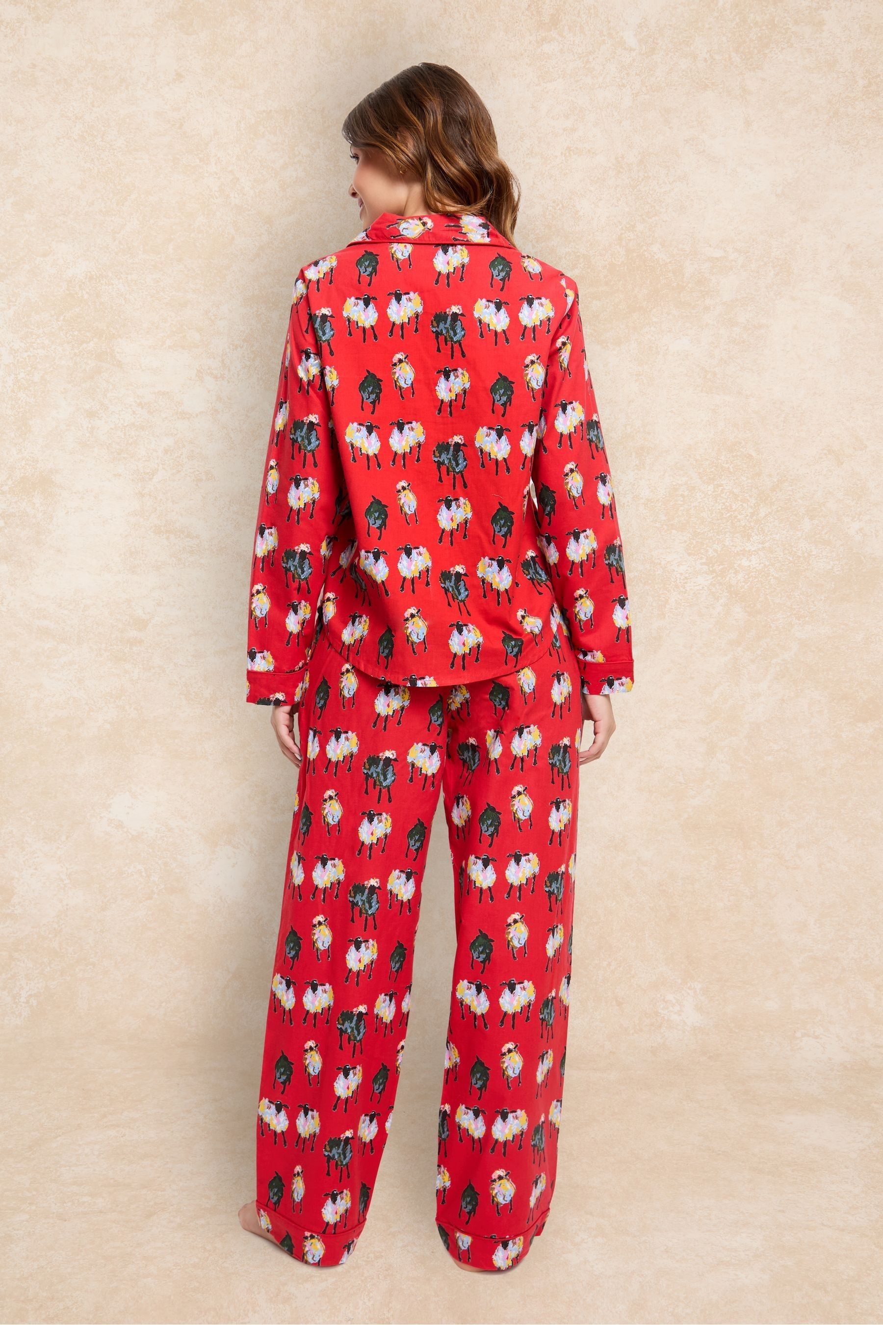 Buy Their Nibs Red Counting Sheep 100 Cotton Traditional Long Pyjamas from Next Canada