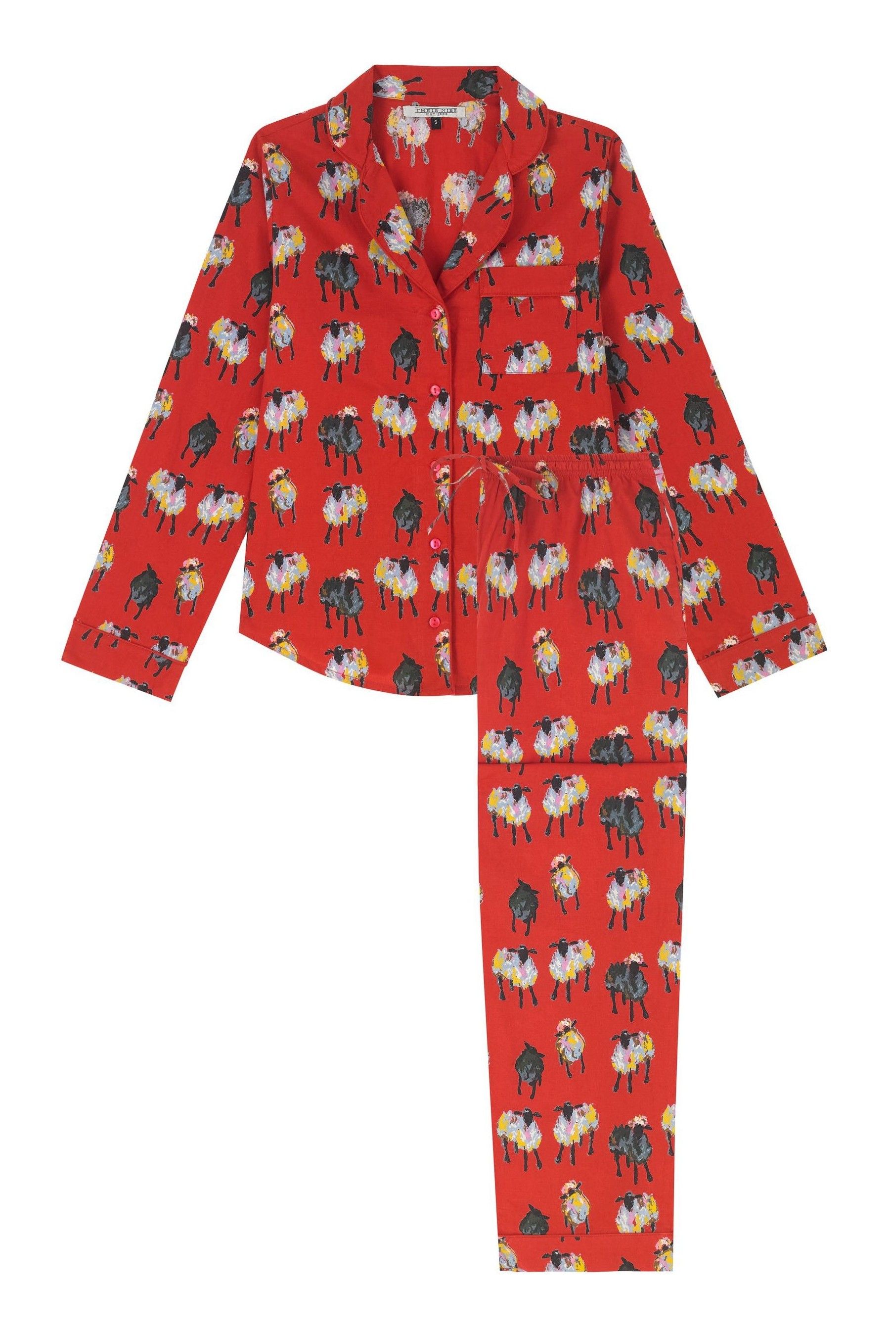 Buy Their Nibs Red Counting Sheep 100 Cotton Traditional Long Pyjamas from Next Canada