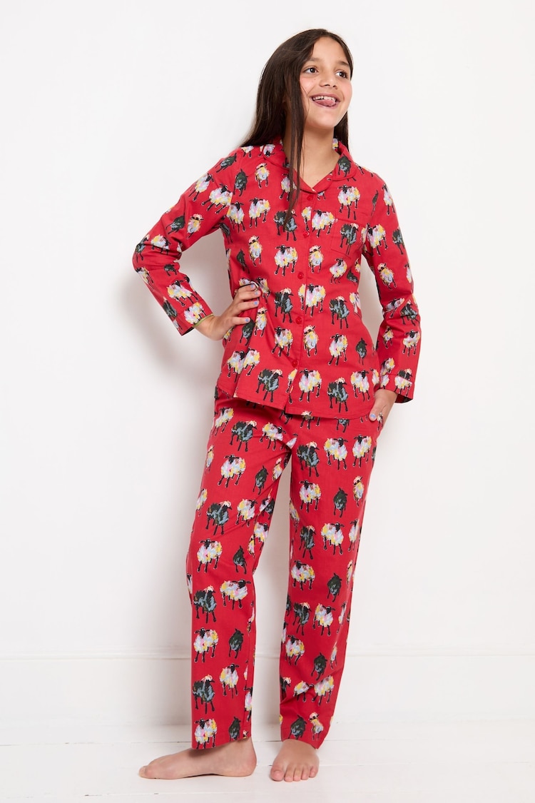 Their Nibs Red Christmas Tree Magic 100% Cotton Traditional Long Pyjamas - Image 4 of 4