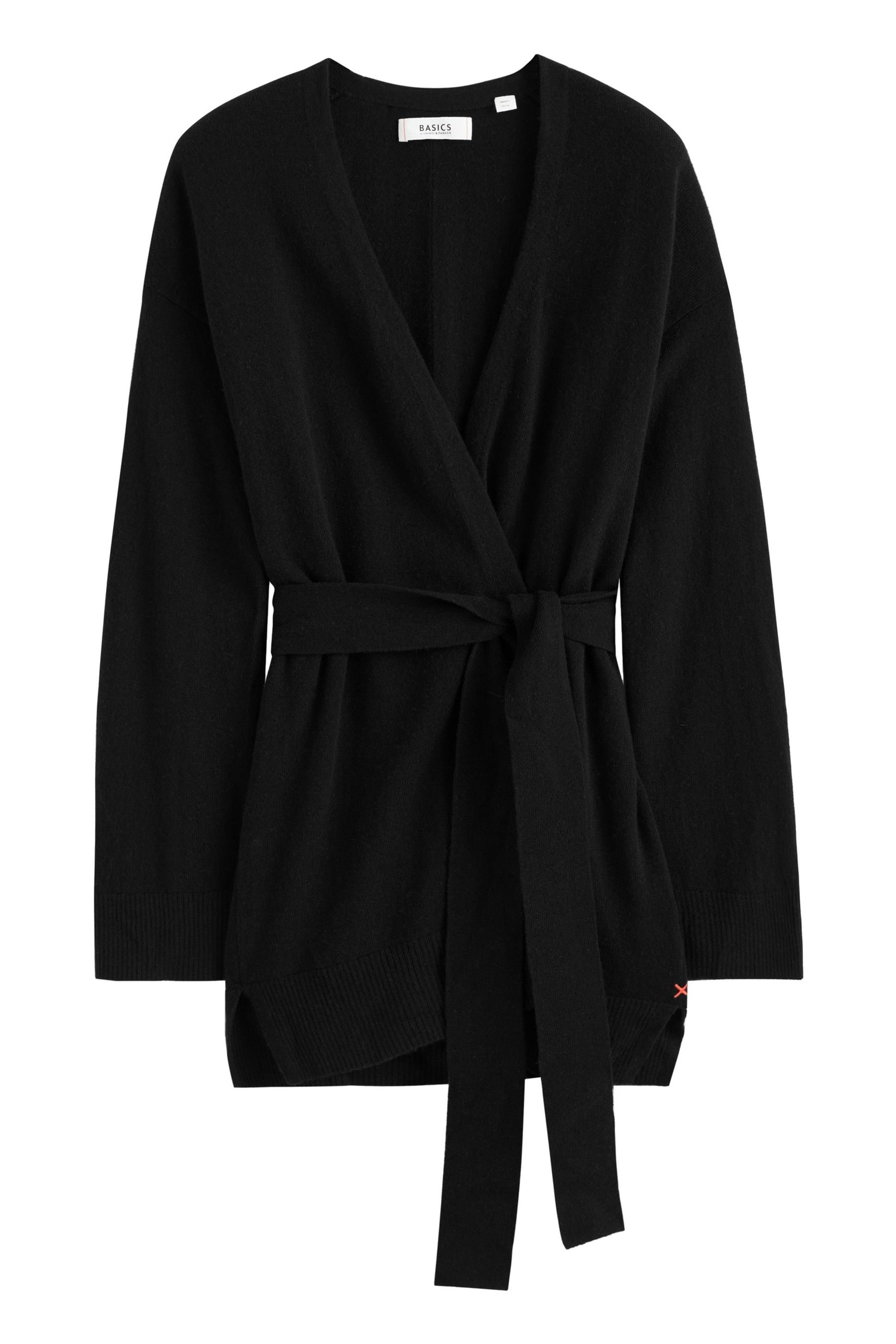 Long black belted cardigan shop