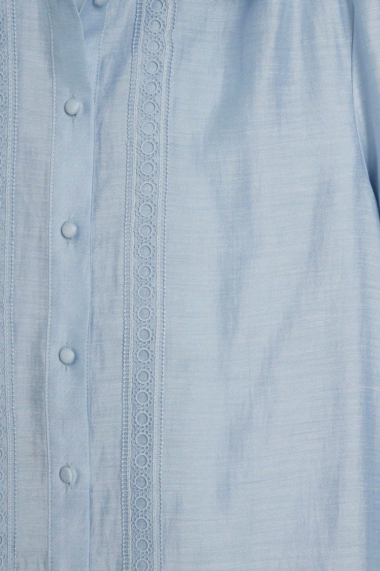 River Island Blue Linen and Lace Trim Shirt - Image 4 of 4