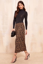 Friends Like These Brown Black Chiffon Bias Animal Maxi Skirt - Image 2 of 4