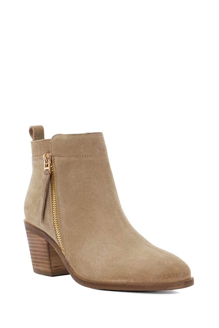 Dune London Brown Paicing Side Zip Ankle Boots - Image 1 of 5