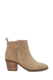 Dune London Brown Paicing Side Zip Ankle Boots - Image 2 of 5