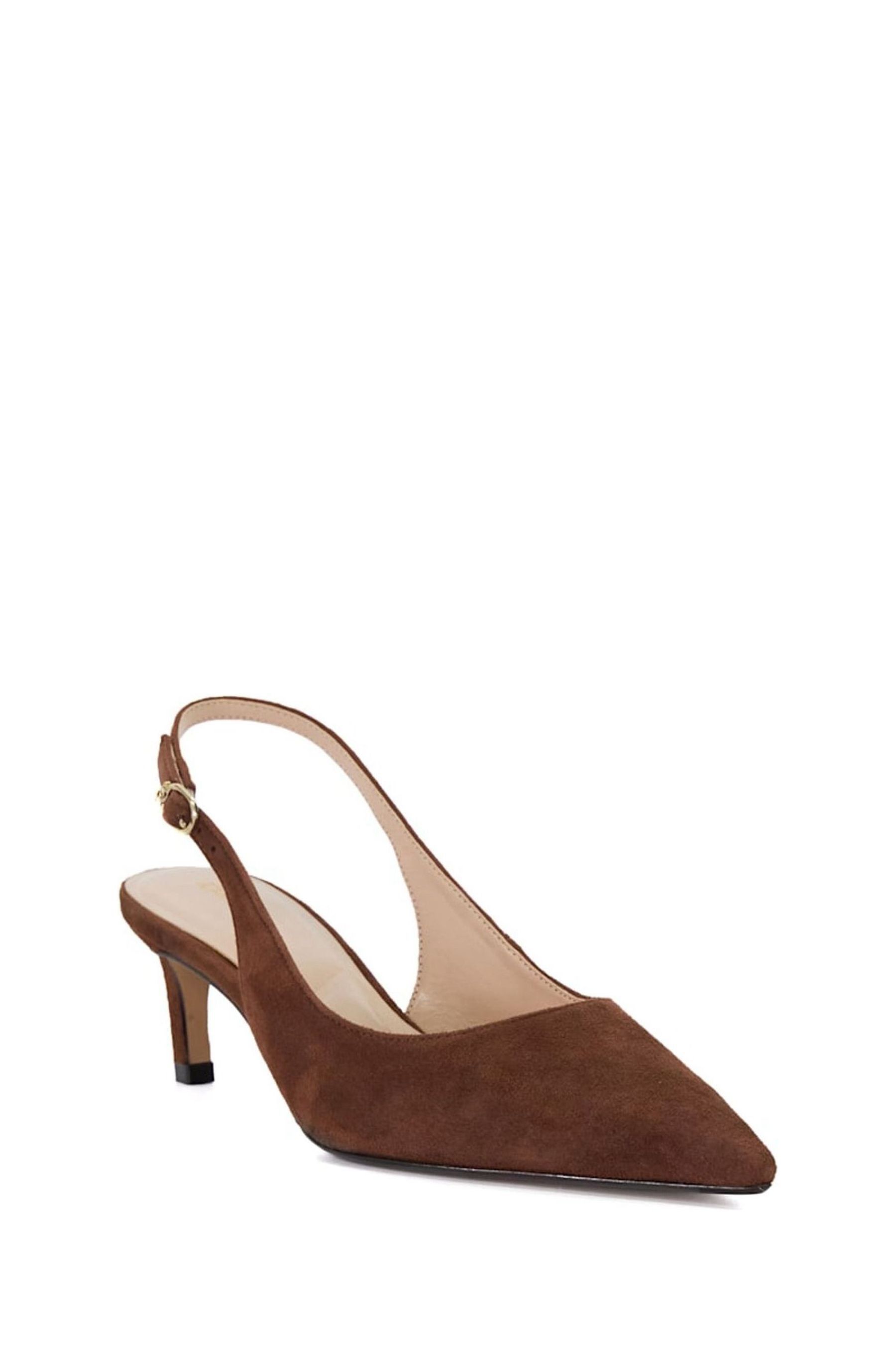 Dune London Brown Celinna Set Back Kitten Slingback Shoes