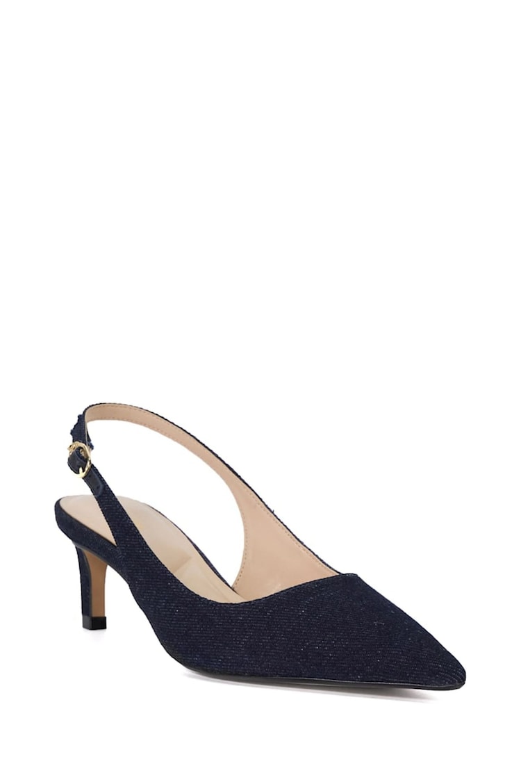 Dune London Blue Celinna Set Back Kitten Slingback Shoes - Image 2 of 6