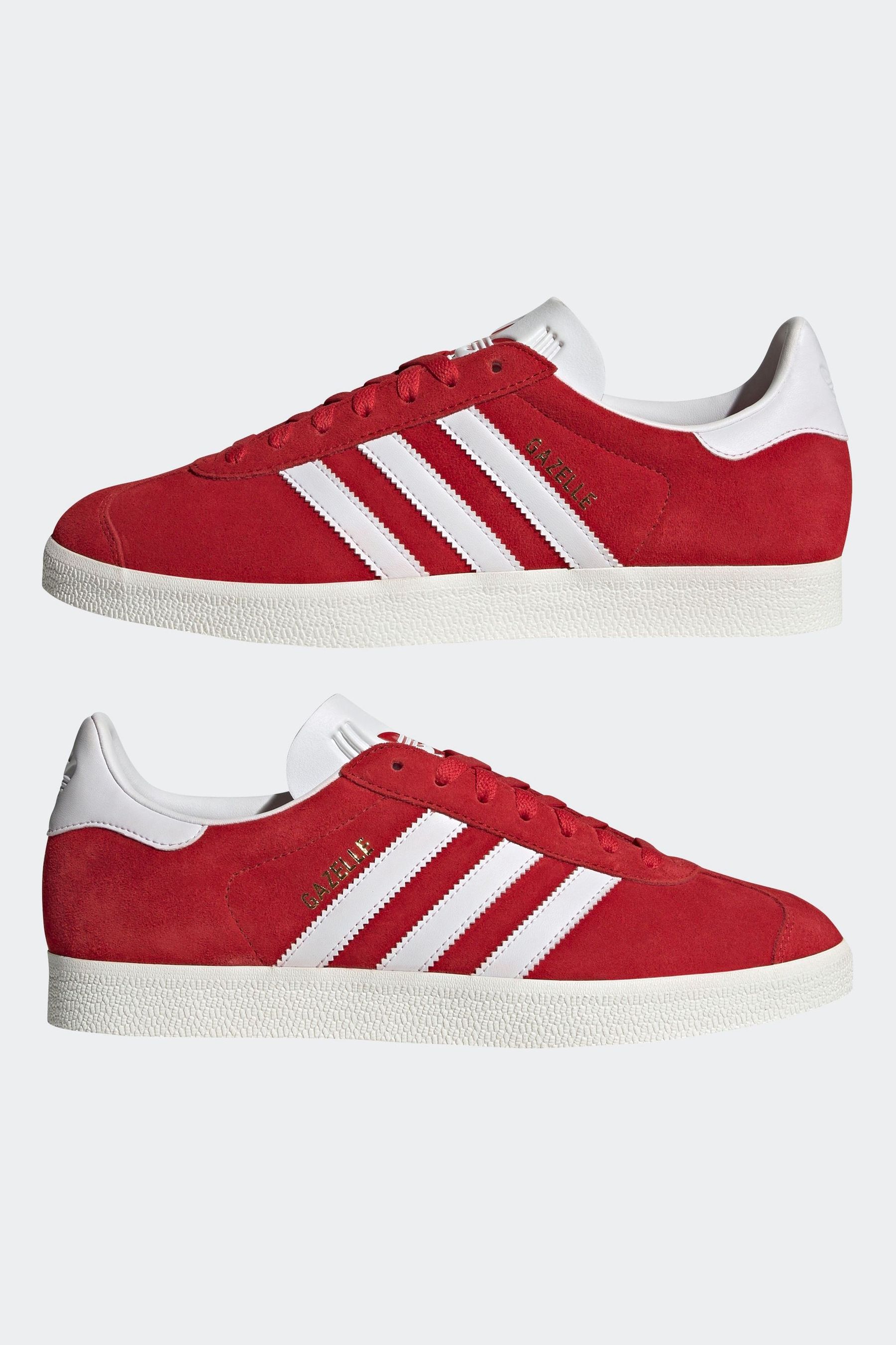 Buy adidas Originals Red White Gazelle Trainers from Next Luxembourg