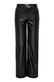 ONLY Black High Waist Wide Leg Faux Leather Trousers - Image 5 of 6