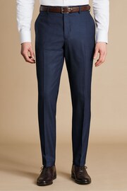 Charles Tyrwhitt Blue Slim Fit End on End Travel Suit: Trousers - Image 3 of 4