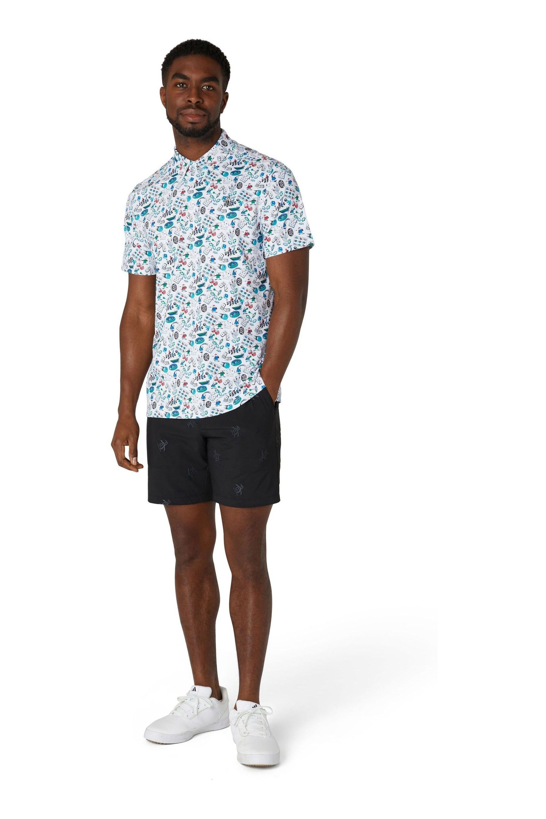 Buy Original Penguin Golf Gaming Inspired Novelty Print White Polo Shirt from Next USA