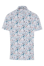 Original Penguin Golf Gaming Inspired Novelty Print White Polo Shirt - Image 4 of 5