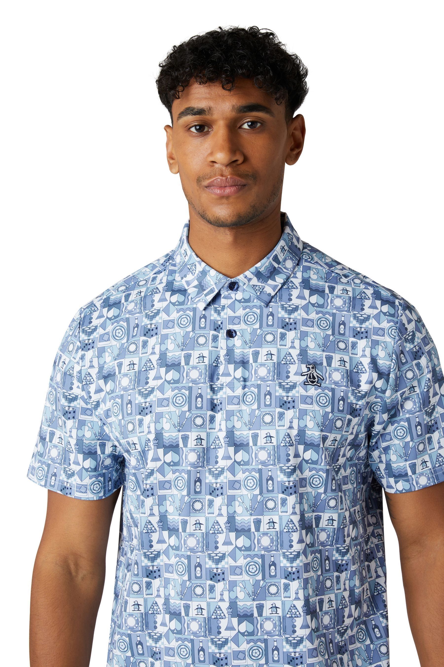 Buy Original Penguin Golf All Over Novelty Grid Blue Polo Shirt from the Next UK online shop