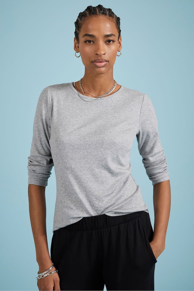 Baukjen Grey Krystea Luxe Crew Neck Top - Image 1 of 4