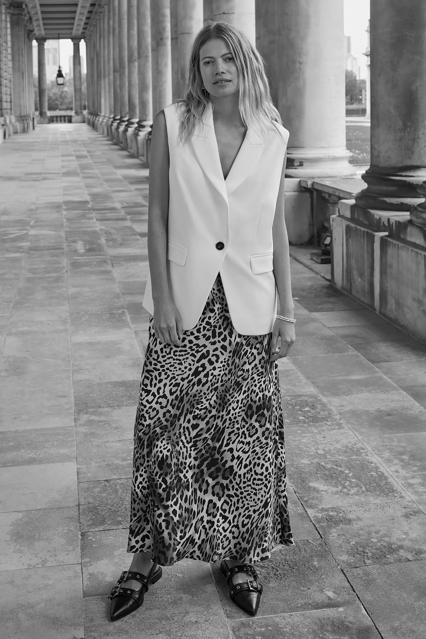 Grey leopard maxi skirt outlet