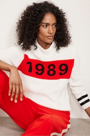 Mint Velvet White Cotton Graphic Jumper - Image 2 of 4