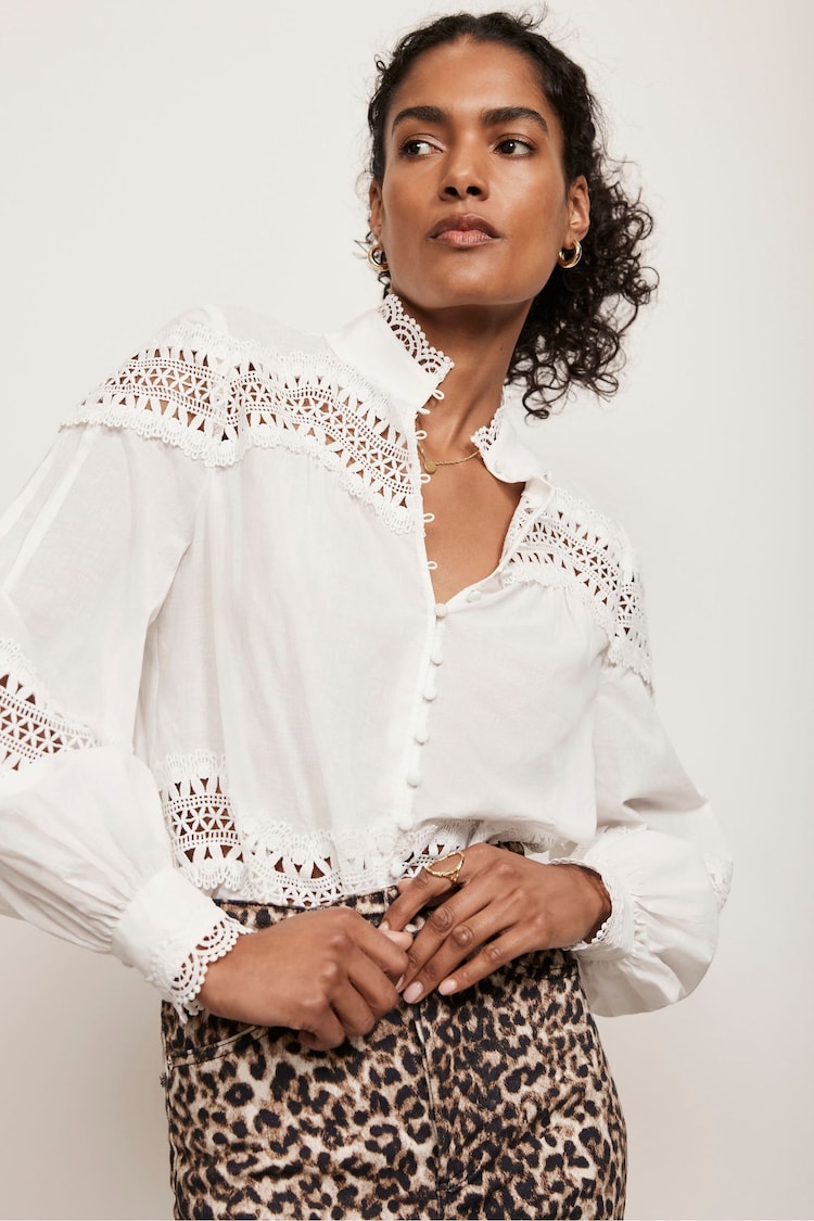 Mint Velvet White Lace Detail Blouse - Image 1 of 4