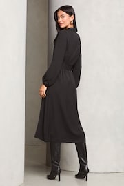 Lipsy Black Petite Midi Belted Shirt Dress - Image 4 of 4