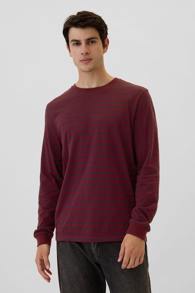 Gap Red Everyday Soft Stripe Crew Neck T-Shirt - Image 1 of 4