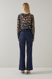 LK Bennett Blue Erin Spring Sketchy Floral Blouse - Image 2 of 4