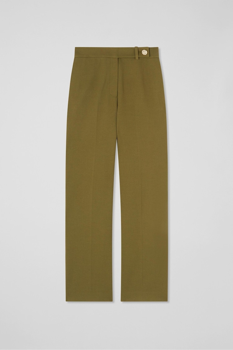 LK Bennett Green Petite Billie Tailored Crop Wide Trousers - Image 4 of 4