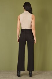 Yumi Black Stretch Canvas Wide Leg High Waist Jeans - Image 3 of 5