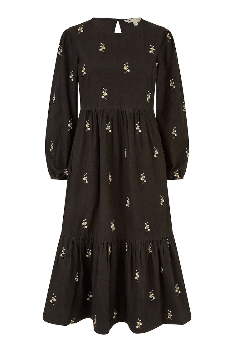 Yumi Black Long Sleeve Midi Dress With Floral Embroidery - Image 4 of 4