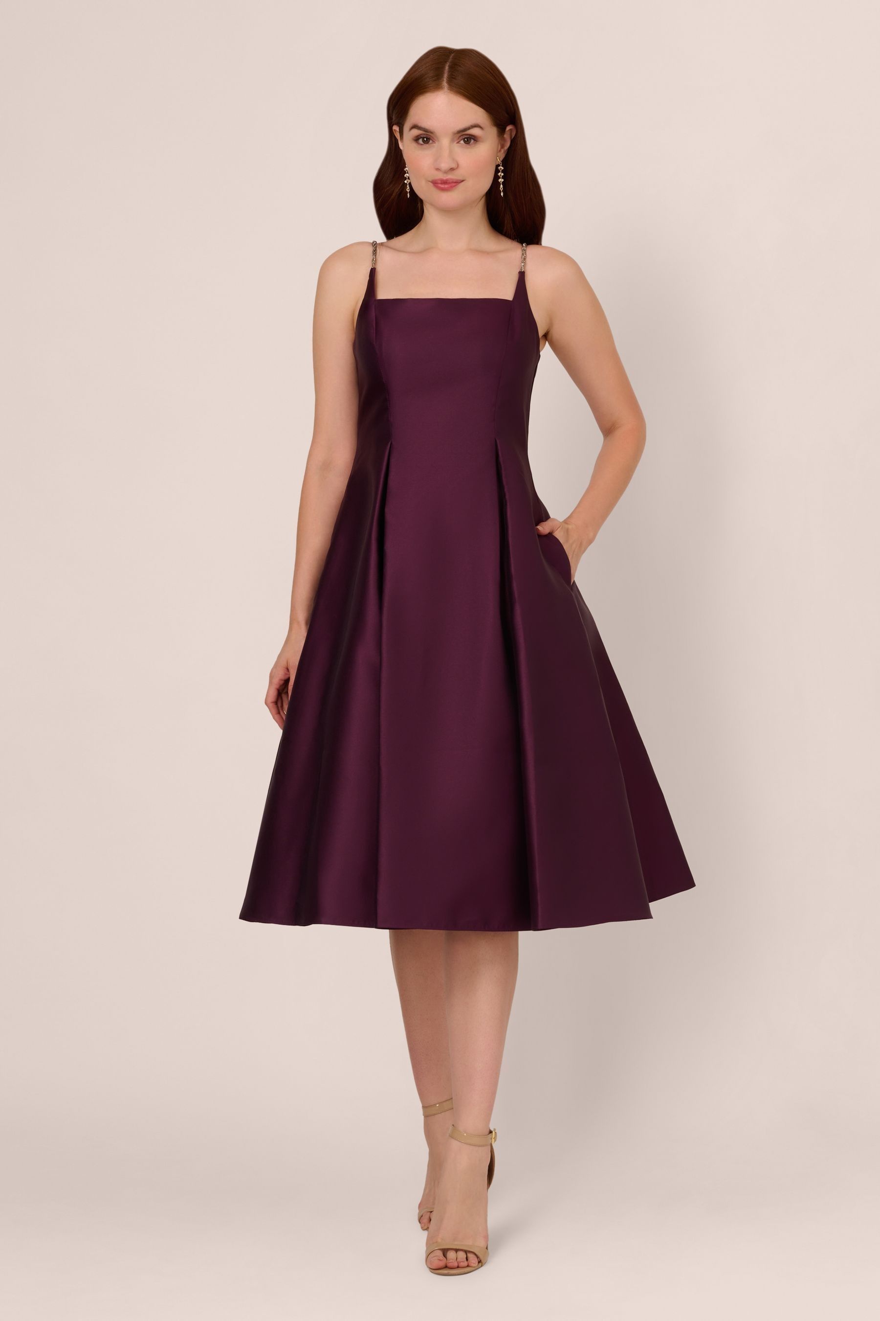 Buy Adrianna Papell Purple Mikado Midi Dress from Next Luxembourg