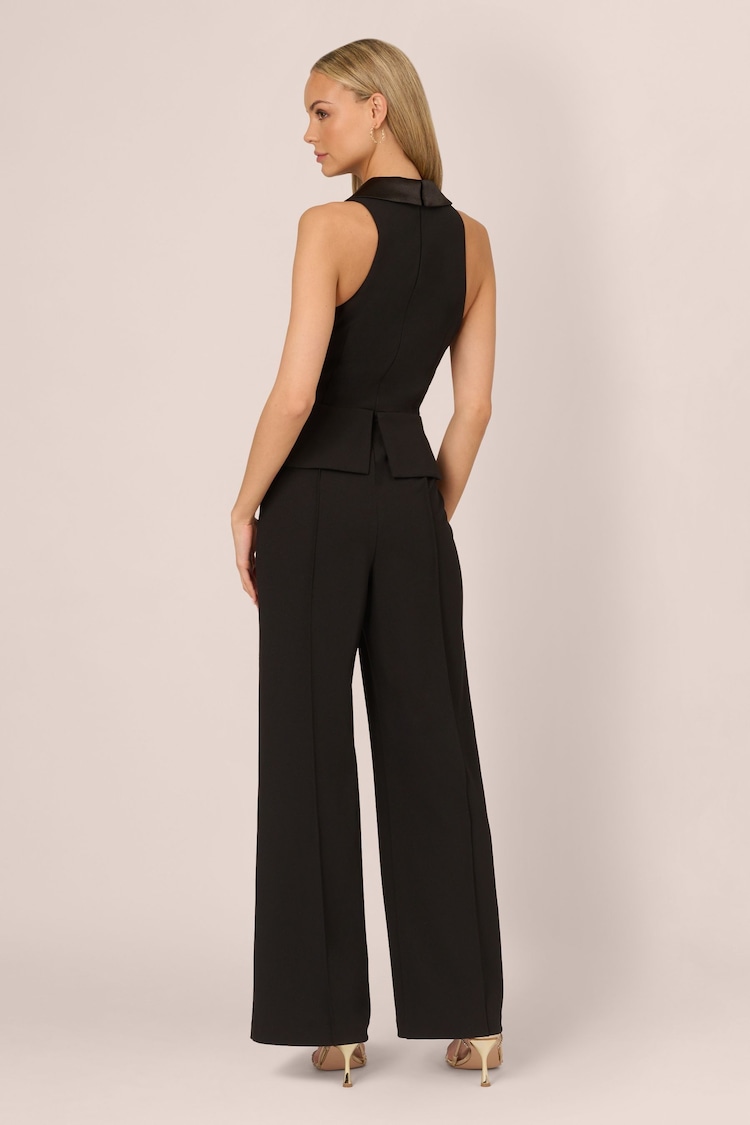 Adrianna by Adrianna Papell Knit Crepe Tuxedo Black Jumpsuit - Image 2 of 7