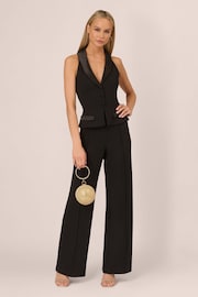 Adrianna by Adrianna Papell Knit Crepe Tuxedo Black Jumpsuit - Image 3 of 7