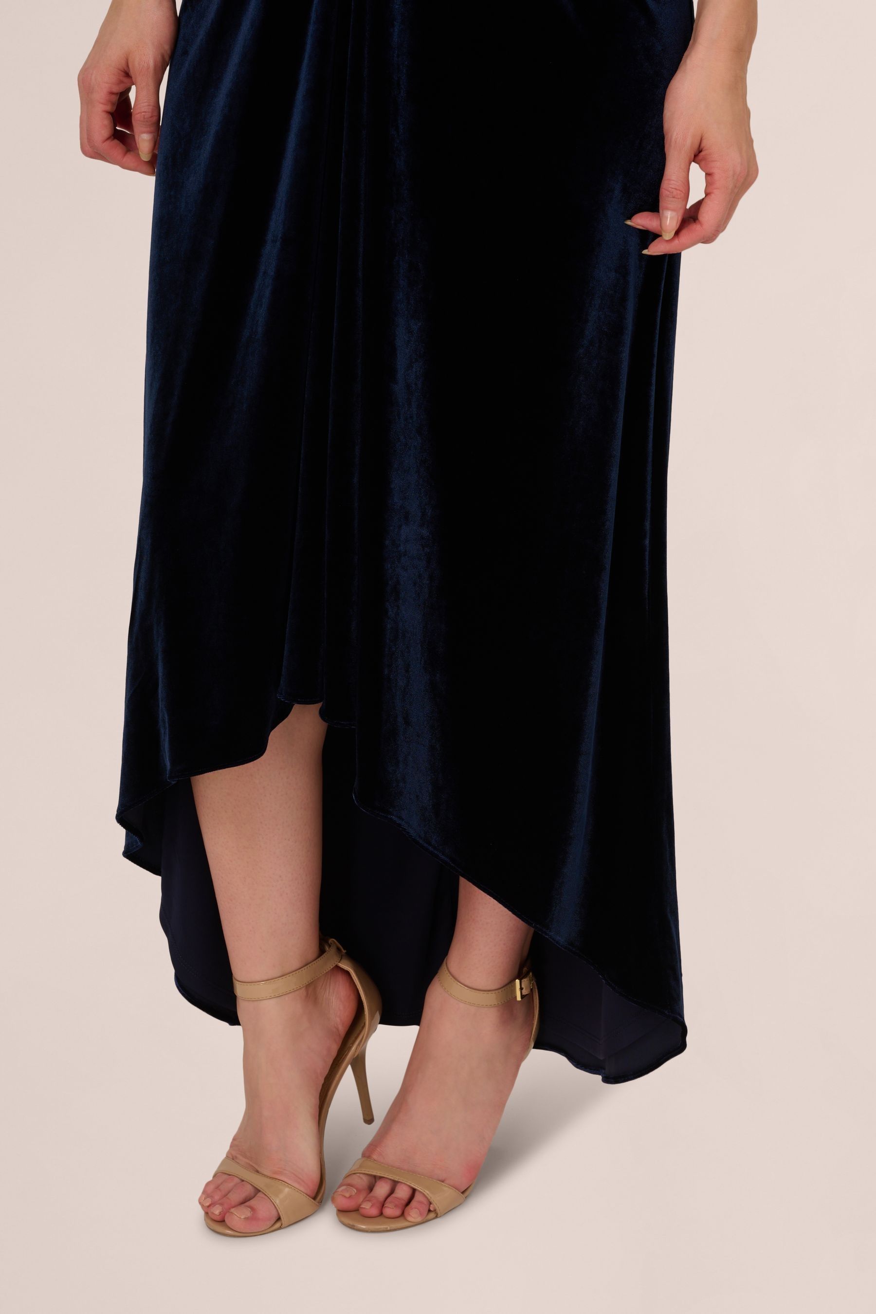 Buy Adrianna Papell Blue Velvet High Low Gown Dress from Next Luxembourg