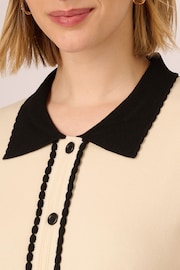 Adrianna Papell Button Front Short Sleeve Sweater With Contrast Collar - Image 4 of 7