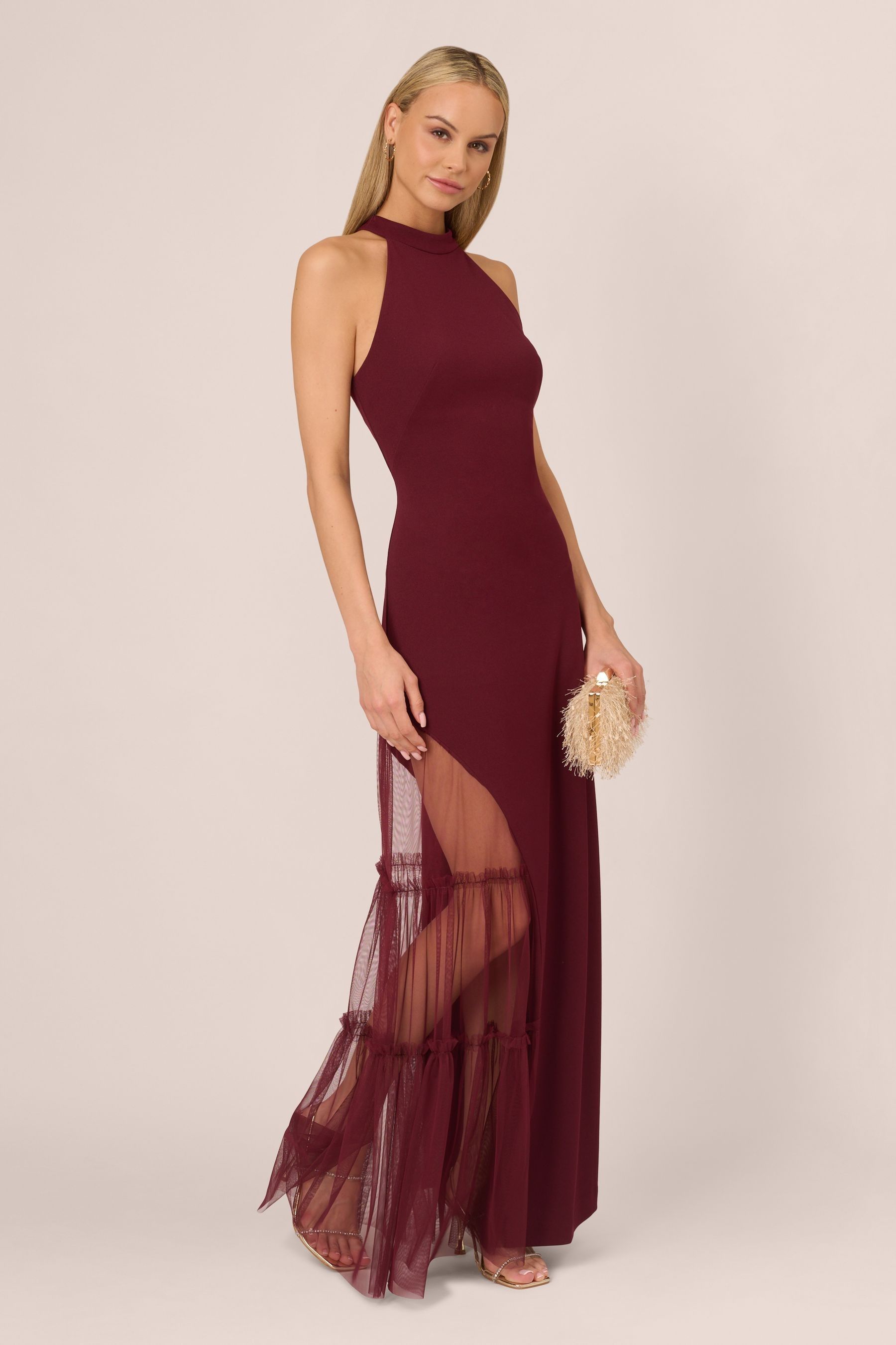 Red halter gown sale