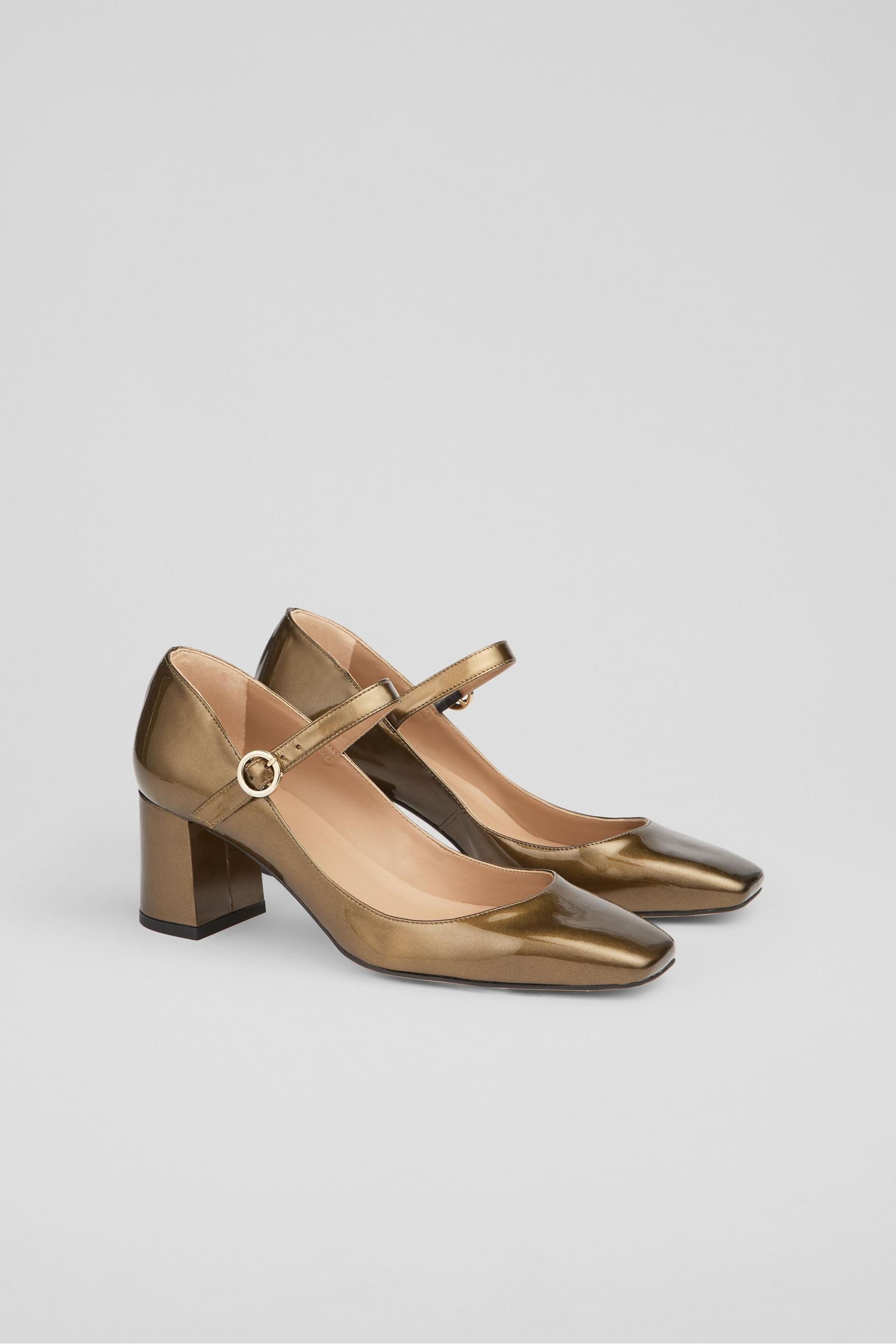 Buy LK Bennett Metallic Winter Dark Gold Mary Jane Block Heels from Next Luxembourg