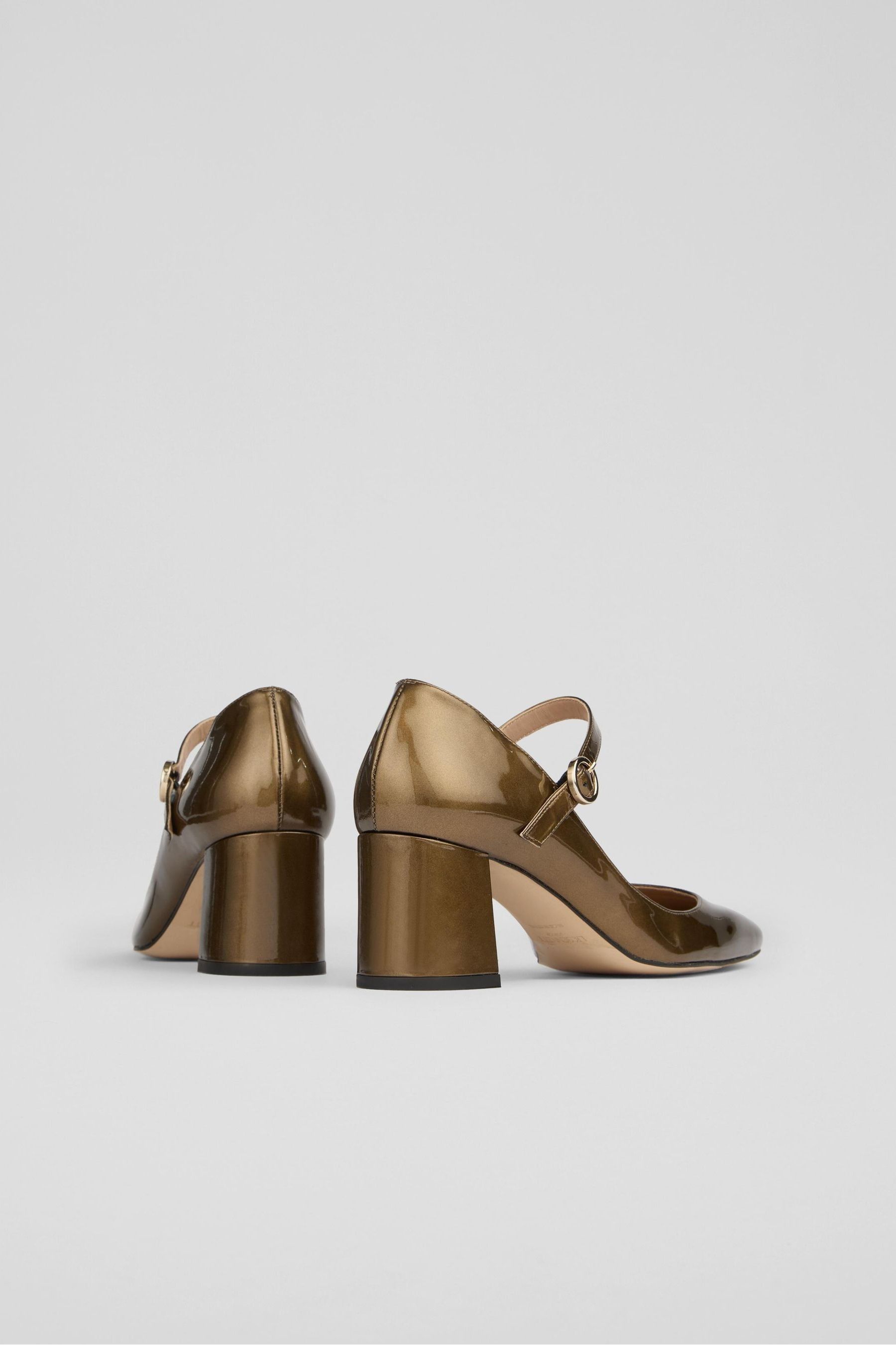 Dark gold block heels hot sale