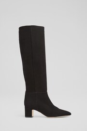 LK Bennett Alessia Slouch Low Block Knee Black Boots - Image 1 of 3