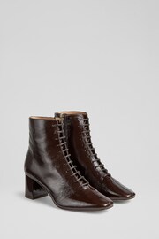 LK Bennett Brown Arabella Espresso Lace-Up Ankle Boots - Image 2 of 4