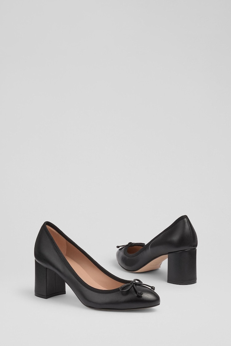 LK Bennett Black Juliette High Heel Grosgrain Ballerina Courts - Image 2 of 4