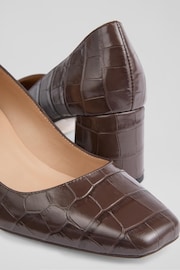 LK Bennett Sally Chocolate Square Toe Brown Courts - Image 4 of 4