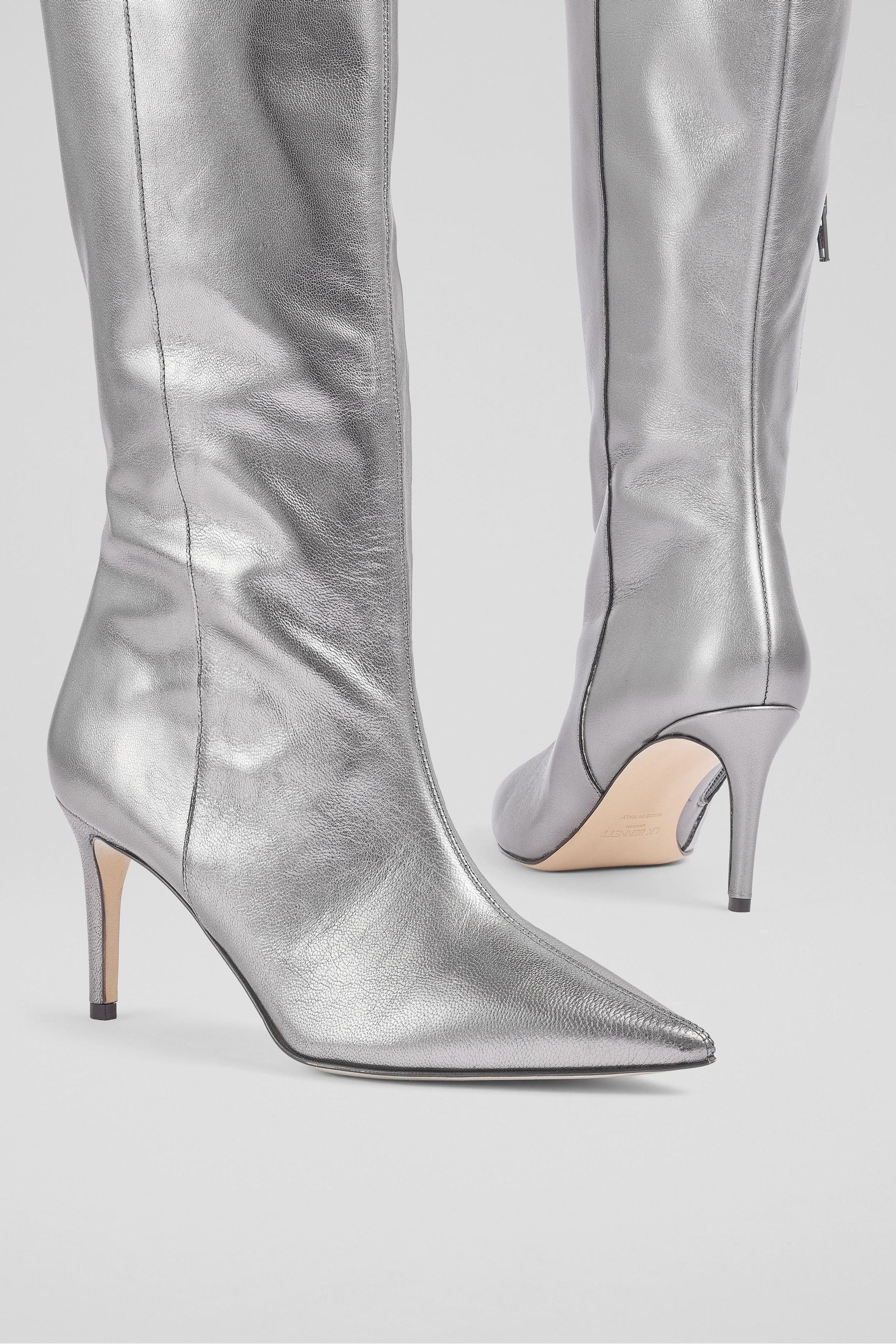 Buy LK Bennett Metallic Astrid Pewter Pointed Semi Fitted Boots from Next Malta