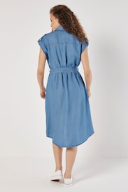 Apricot Denim Turn Up Hi-Low Shirt Dress - 圖片 5，共 5