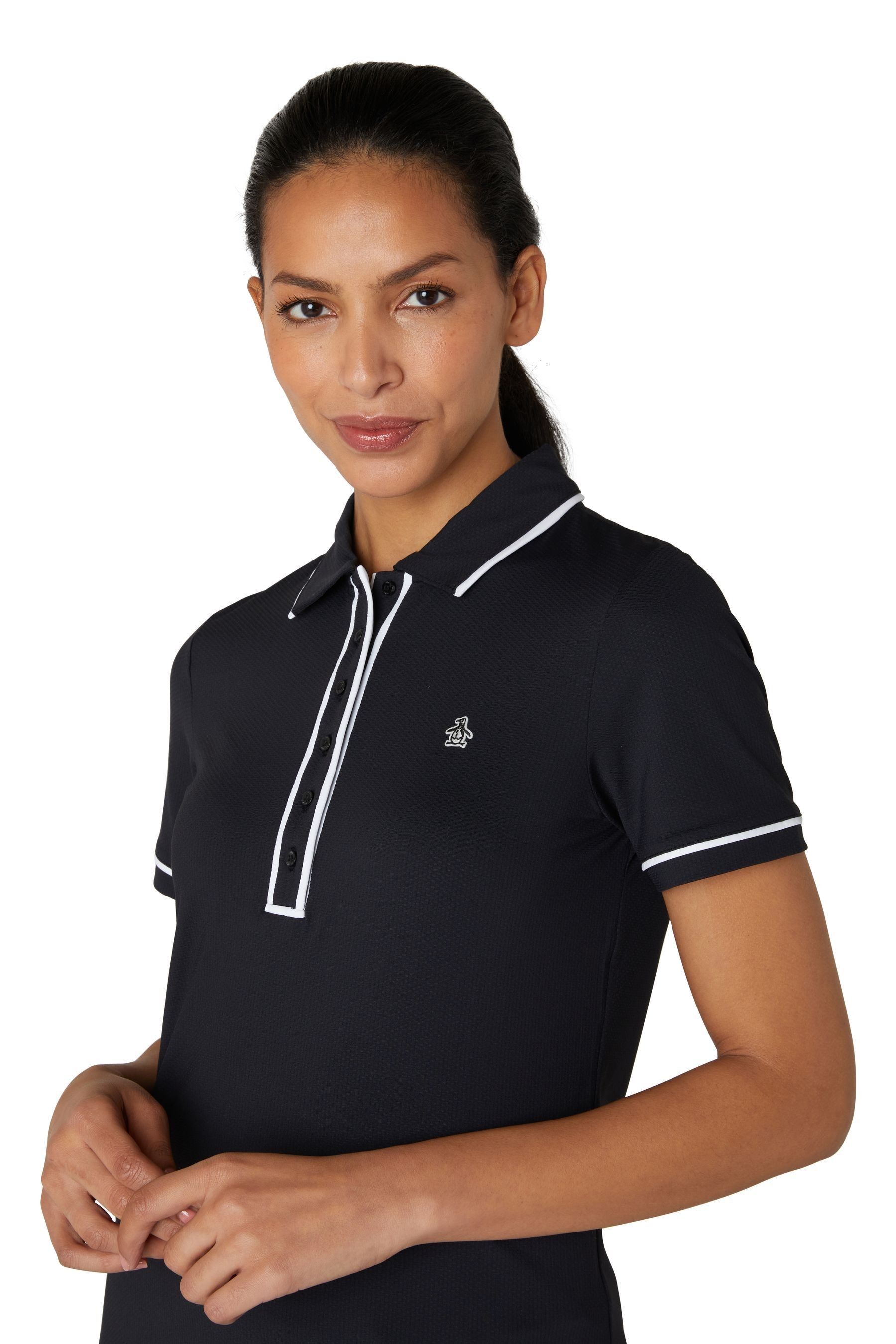 Womens Original Penguin Golf Short Sleeve Black Polo Shirt
