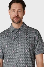 Callaway Apparel Grey Scotch Bottle Novelty Print Polo Shirt - Image 3 of 5